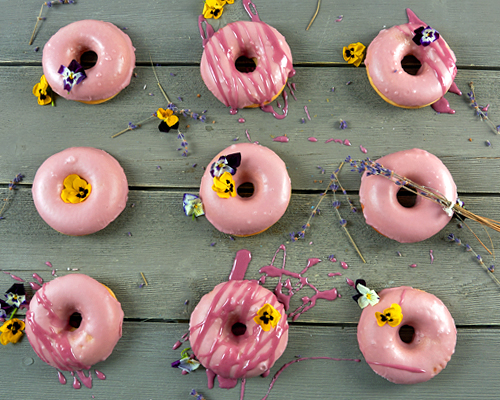 Baked Earl Grey Donuts with Lavender Glaze