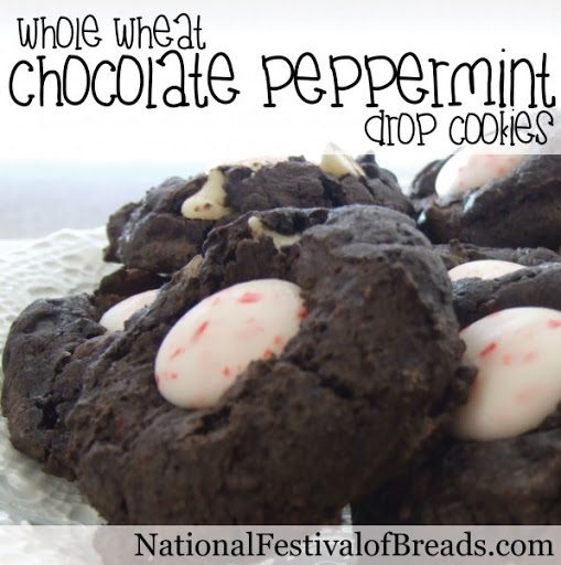 Whole Wheat Chocolate Peppermint Drop Cookies
